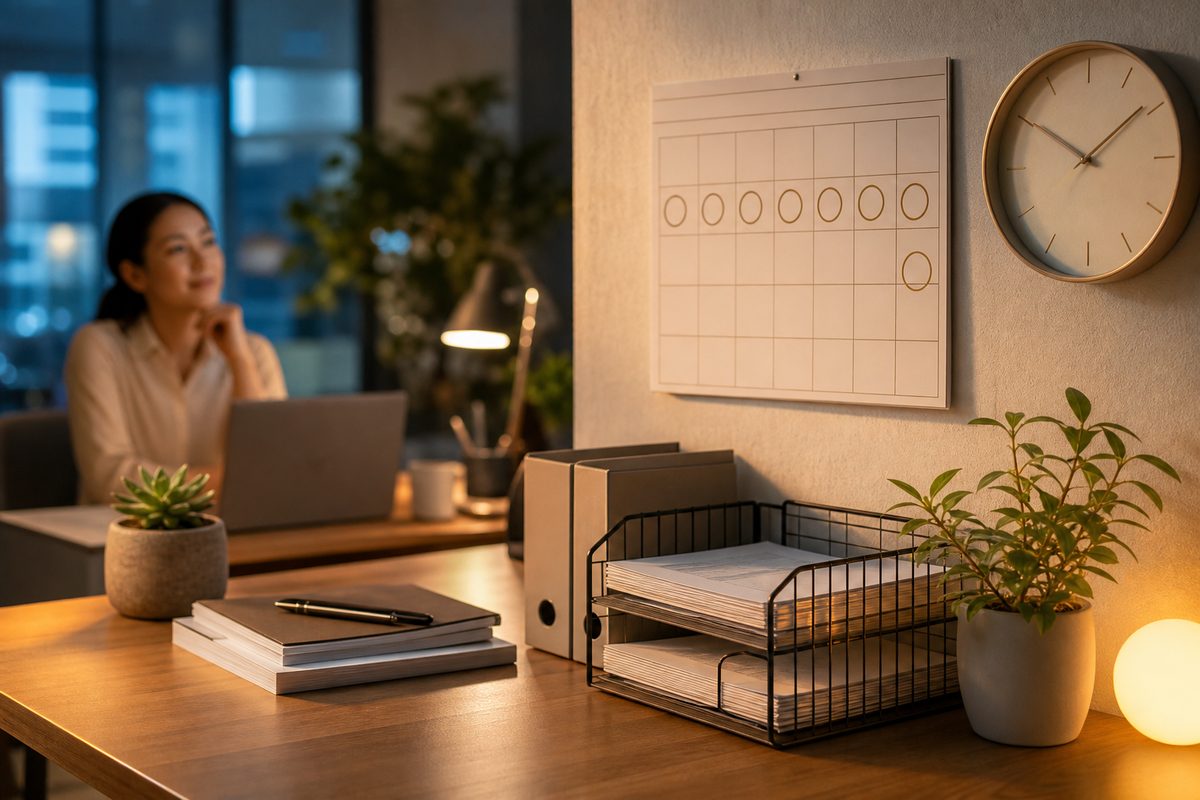 A monthly routine running on its own while a person supervises